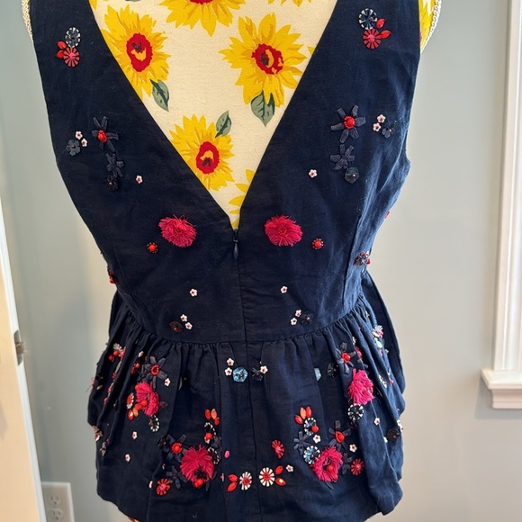 J.Crew Hand-embellished peplum top in cotton linen - Picture 7 of 15